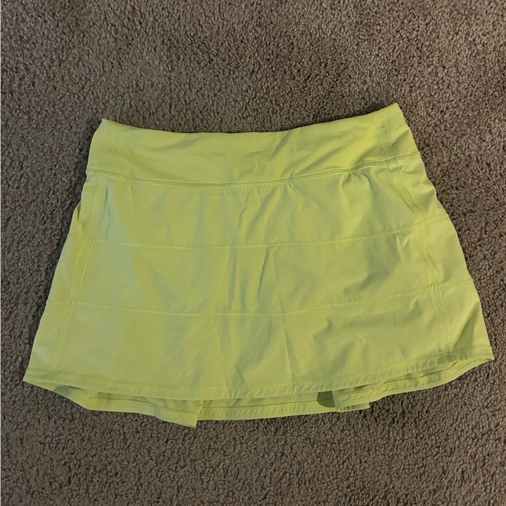 Lululemon Neon Yellow Pace Rival Skirt Tall Size 8